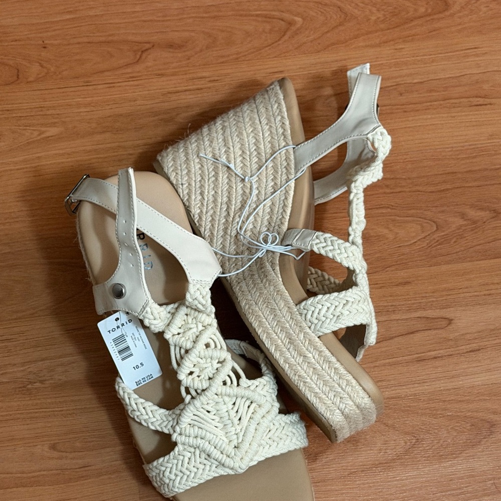 Women’s Cream Braided Espadrille Wedge Sandals torrid